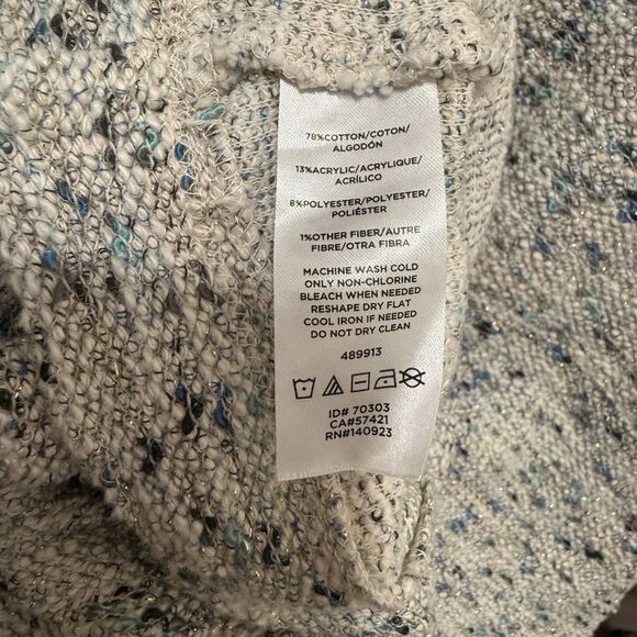 Loft women Boucle Mock Neck Shirt Blue plus size 24/26 knit abstract blue/gray - Picture 8 of 8